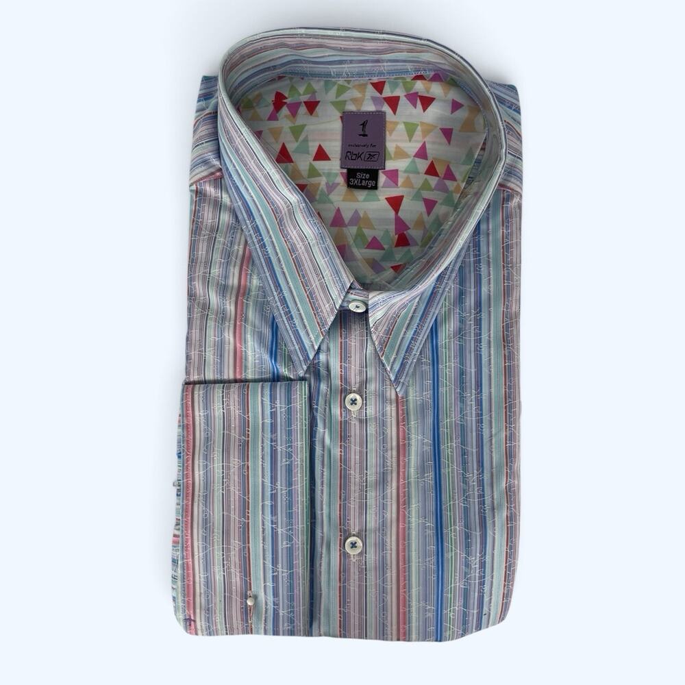 1 Exclusively For Reebok Dress Shirt 3XL Striped French Cuffs Ltd Edition NWT